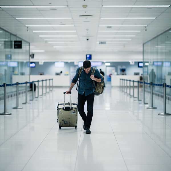 Customs and TSA checkpoint at airport