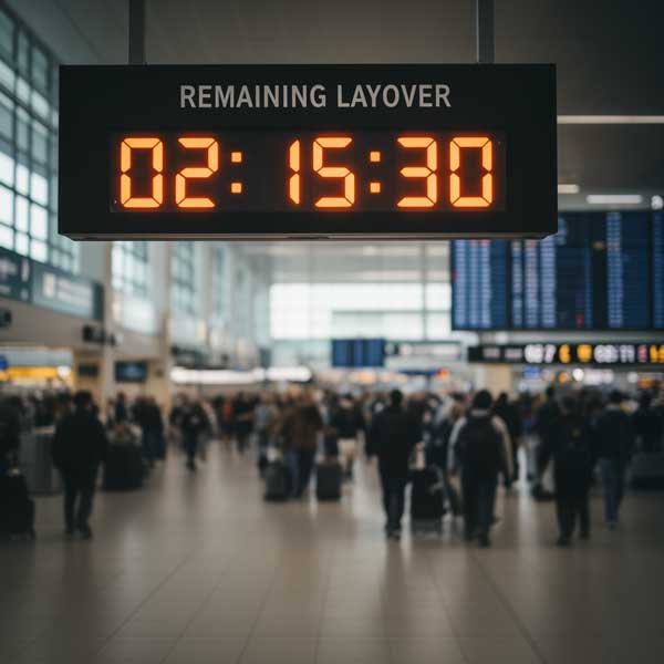 Clock showing ideal layover timing